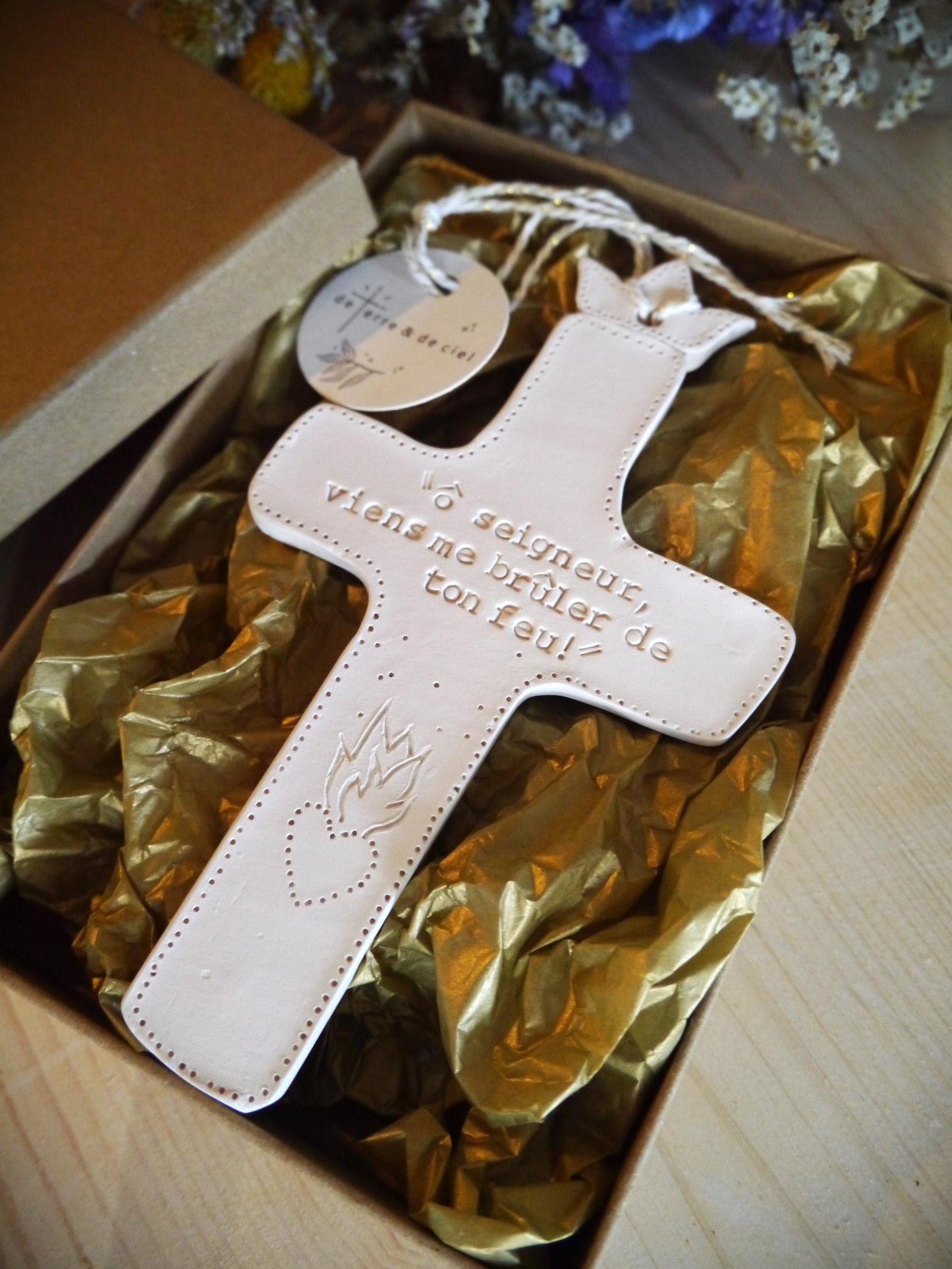 Croix céramique murale, cadeau de Noël, cadeau chrétien, croix catholique