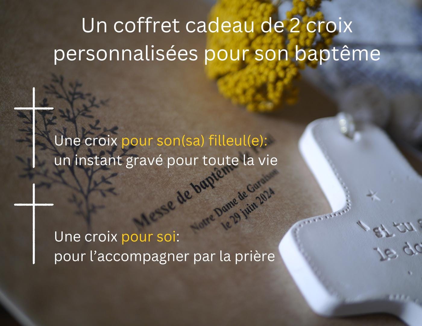 2 COFFRETS BAPTEME (Filleul/e, Marraine/Parrain), personnalisé